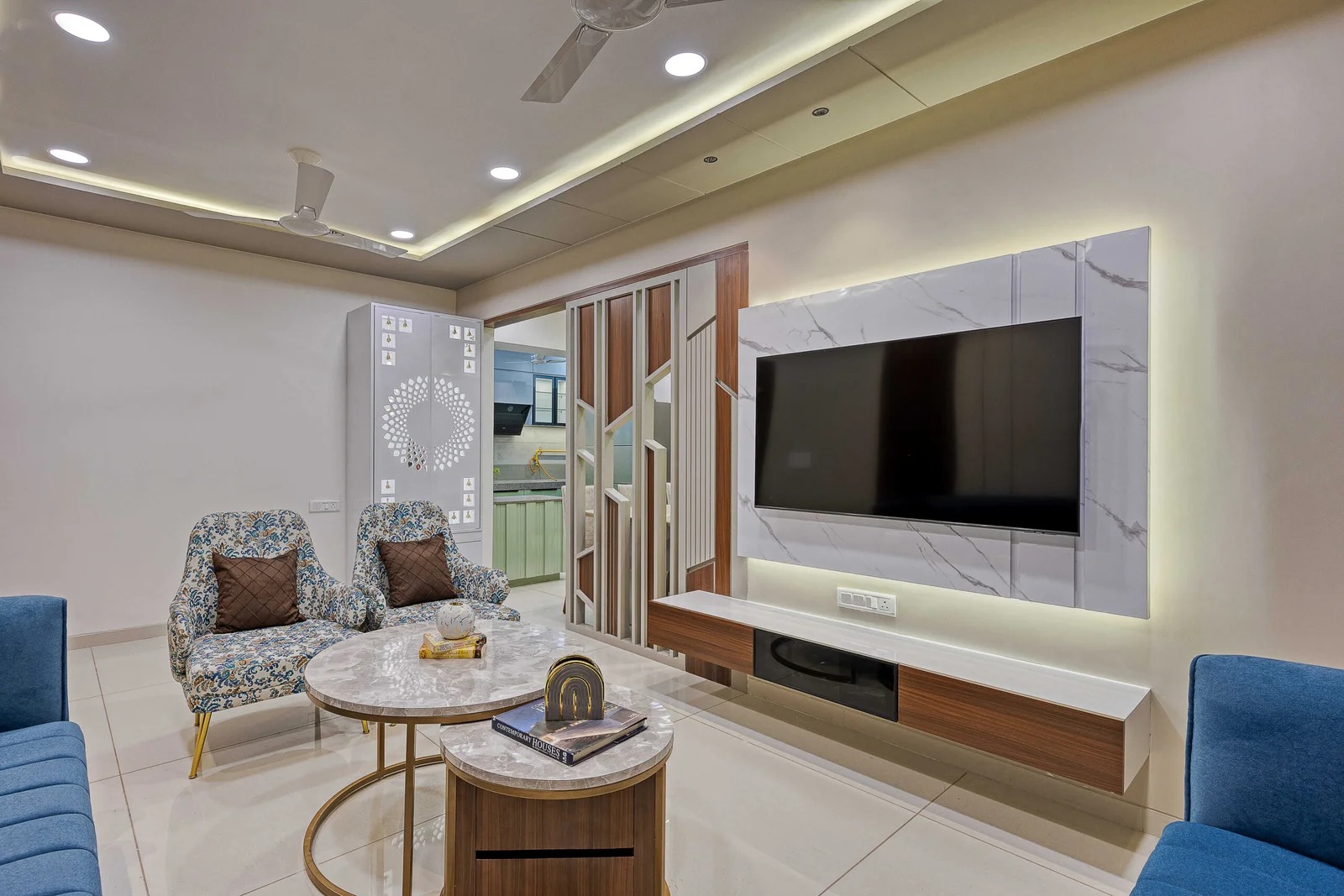 Blue Lounge TV Wall