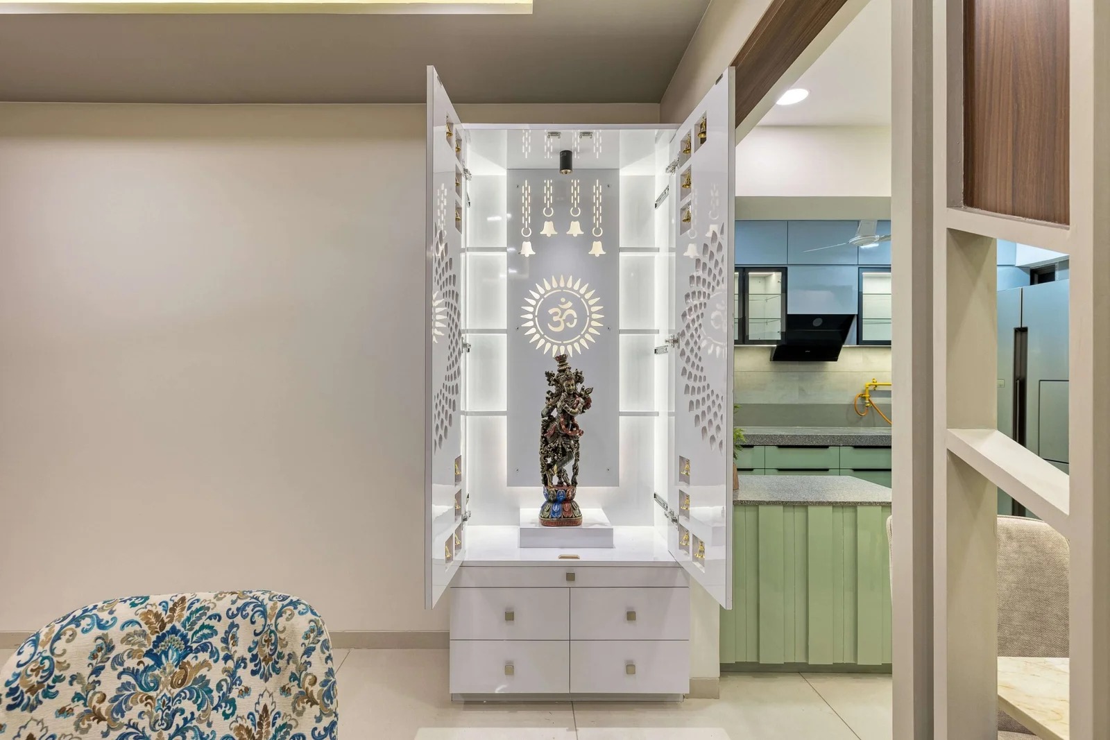 Illuminated Mandir Cabinet